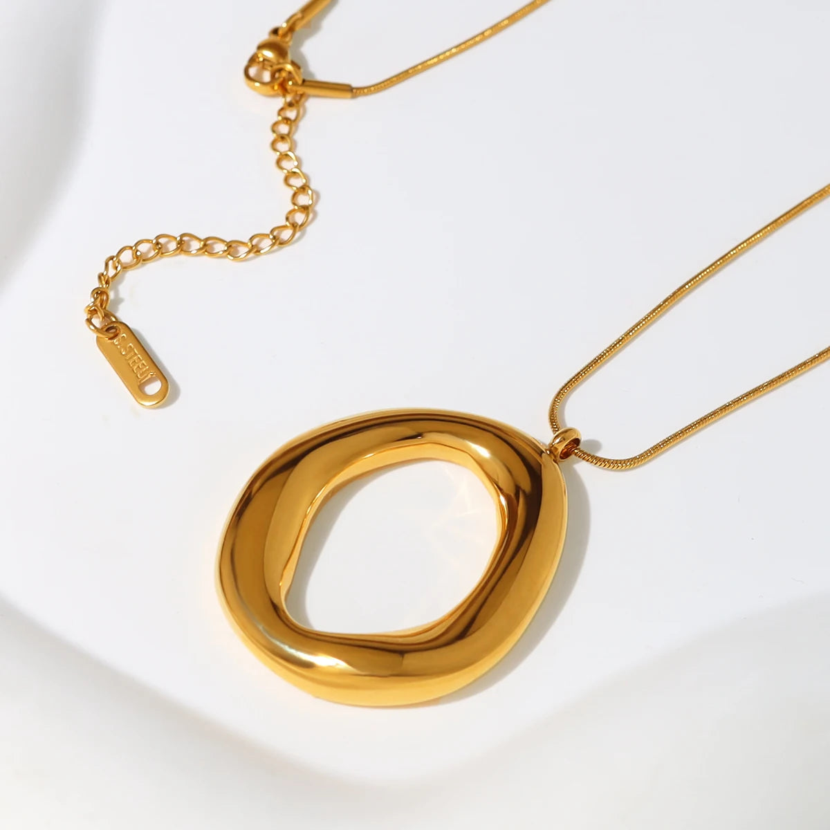 WILD & FREE Stainless Steel Irregular Pendant Necklace for Women Snake Bone Chains Trendy 18K Gold Plated Jewelry