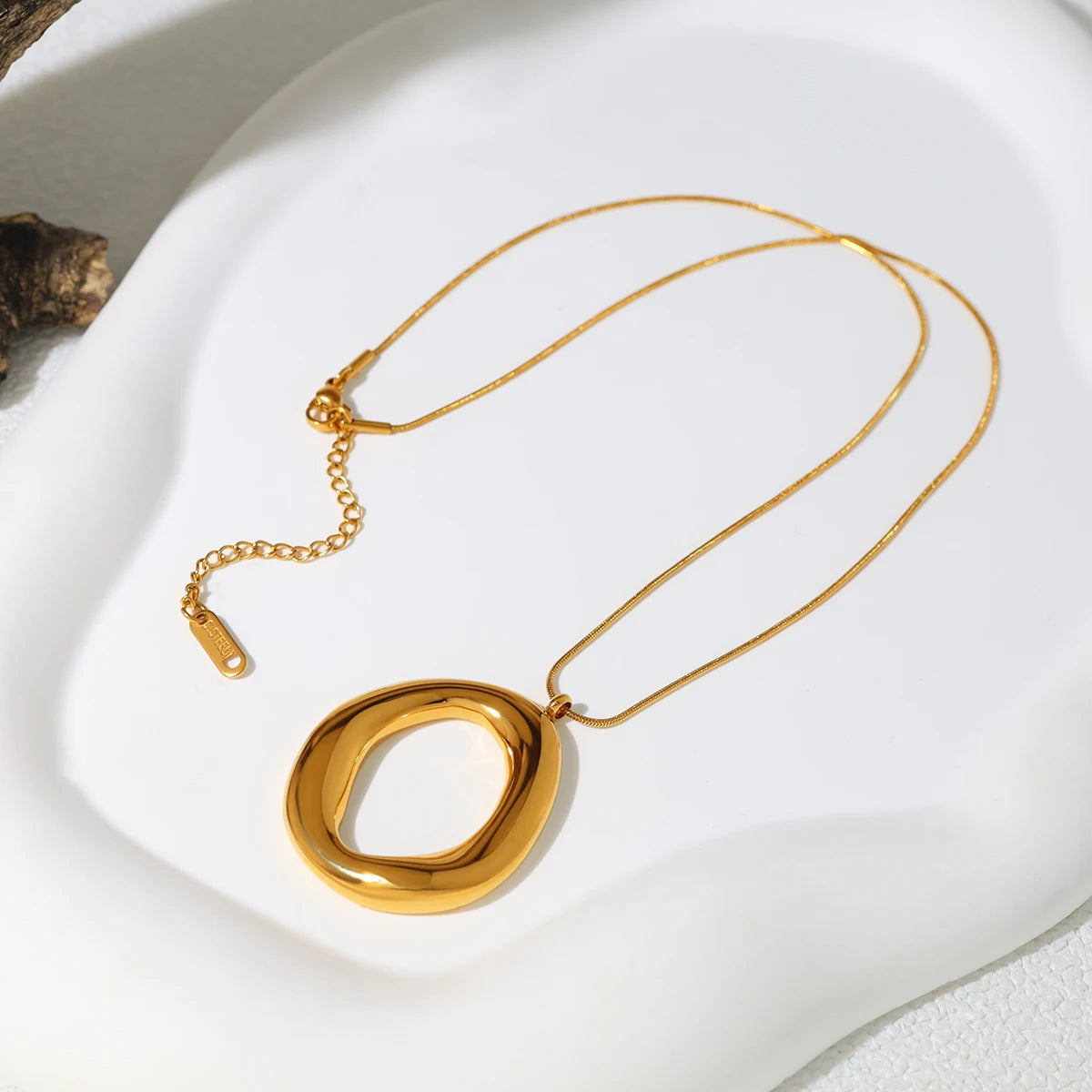 WILD & FREE Stainless Steel Irregular Pendant Necklace for Women Snake Bone Chains Trendy 18K Gold Plated Jewelry