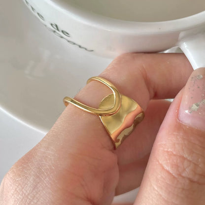 VENTFILLE 925 Sterling Silver Irregular Design Wave Golden Stackable Finger Rings Trendy Adjustable For Women Gifts Dropshipping