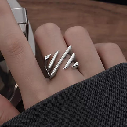VENTFILLE 925 Sterling Silver Irregular Design Wave Golden Stackable Finger Rings Trendy Adjustable For Women Gifts Dropshipping